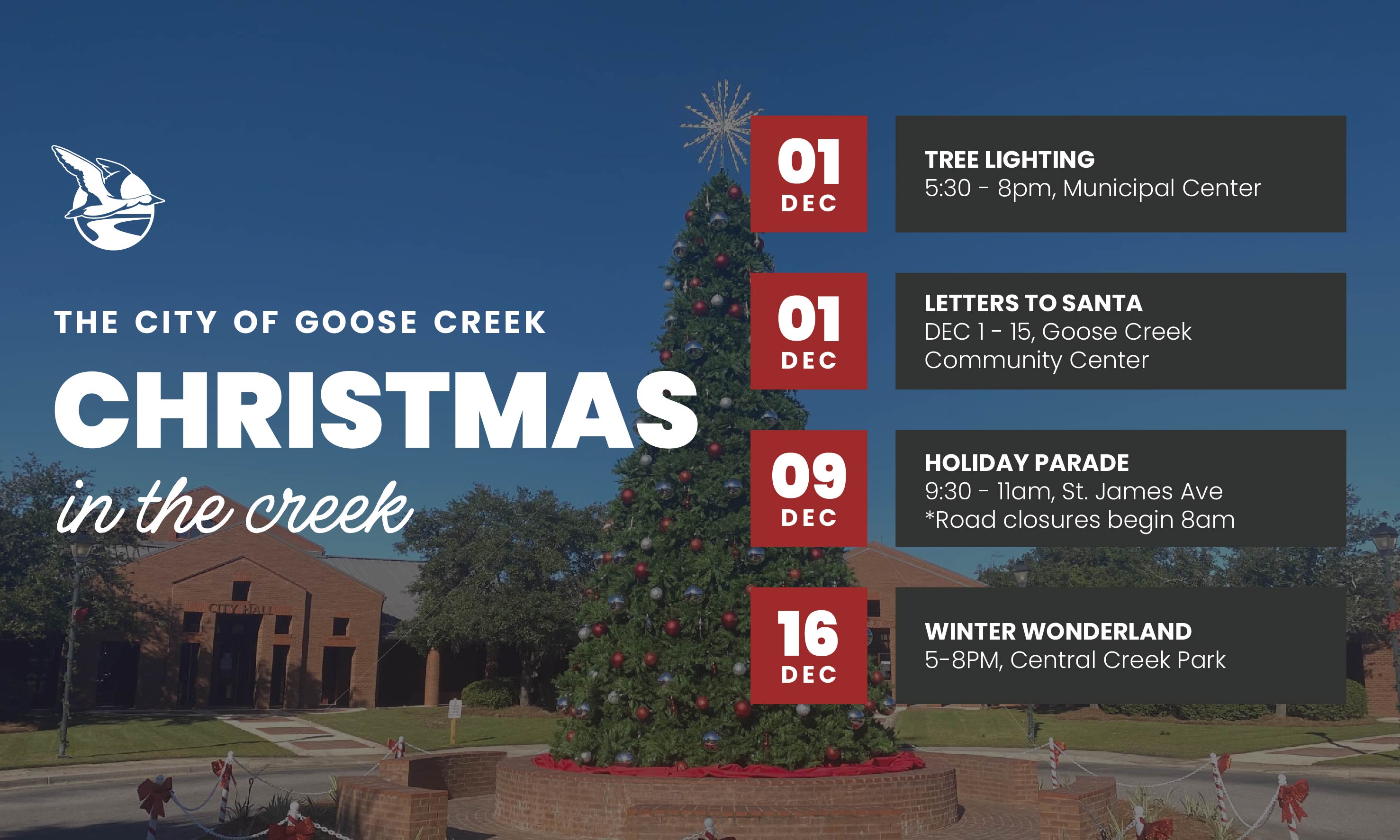 Christmas in the Creek begins Dec. 1 The City of Goose Creek, SC